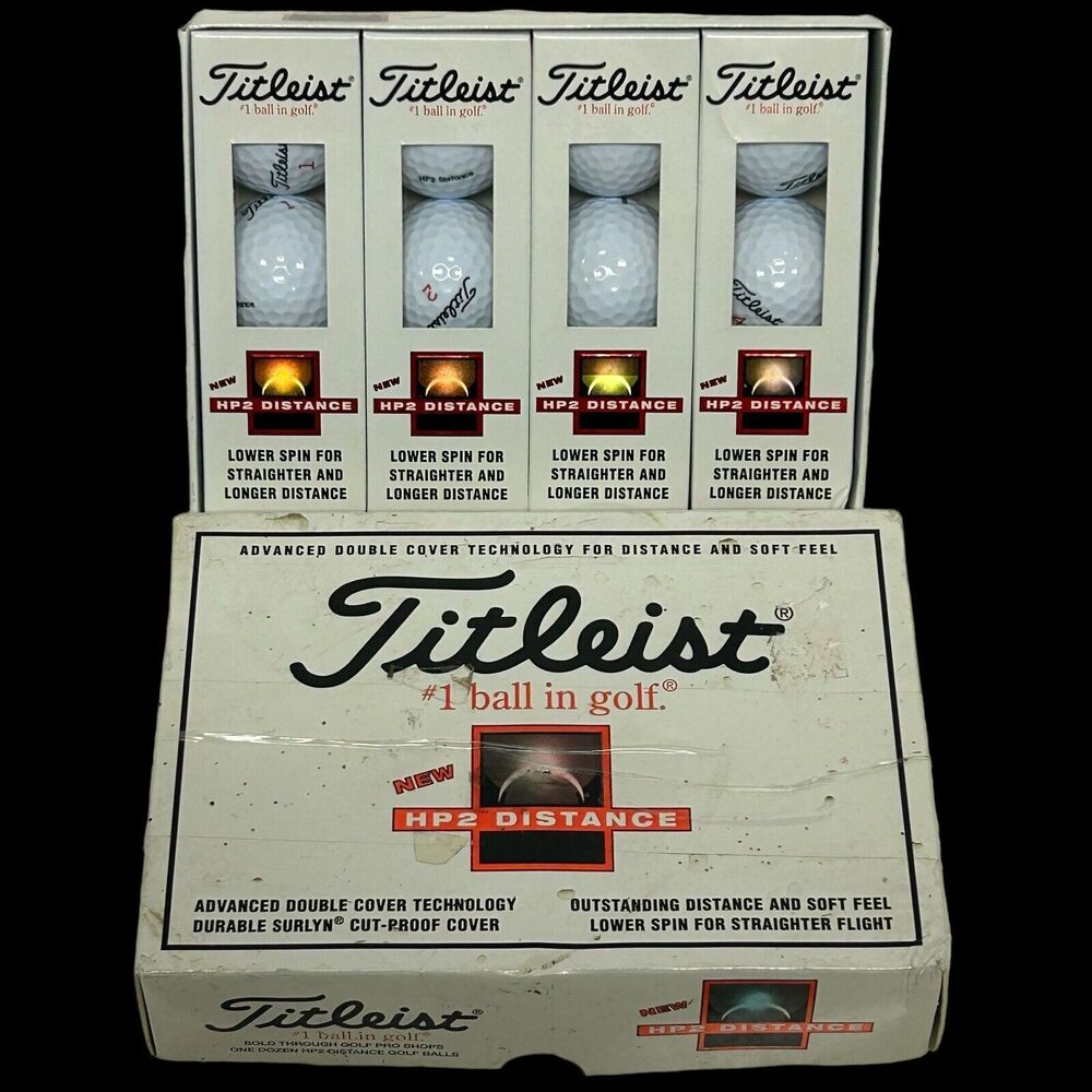 Box Of 12 Titleist HP2 Distance Lower Spin Longer Distance 4 Sleeves NIP